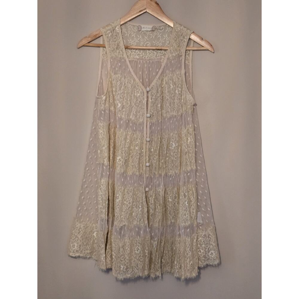 Cream Floral Lace Babydoll Womens S Sheer Boho Cottagecore Romantic Altar'd Stat